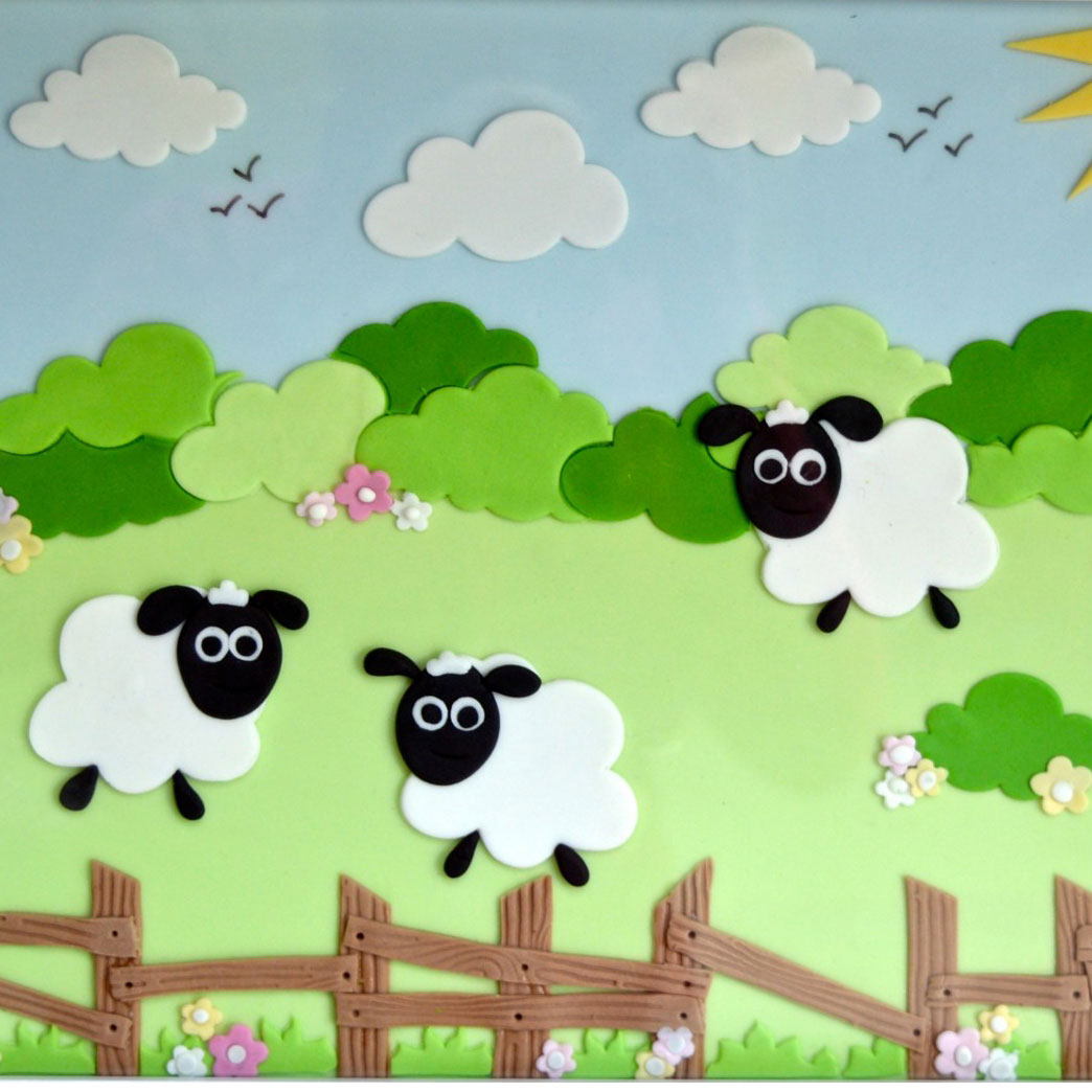 Sheep and Clouds made with sugarcraft cutters