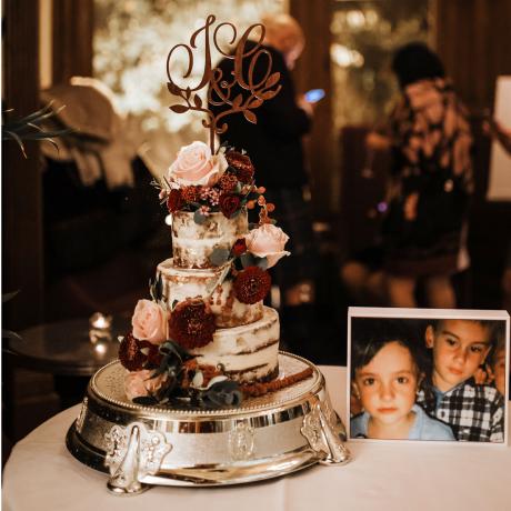 Gold Leaf Flecked Wedding Cake