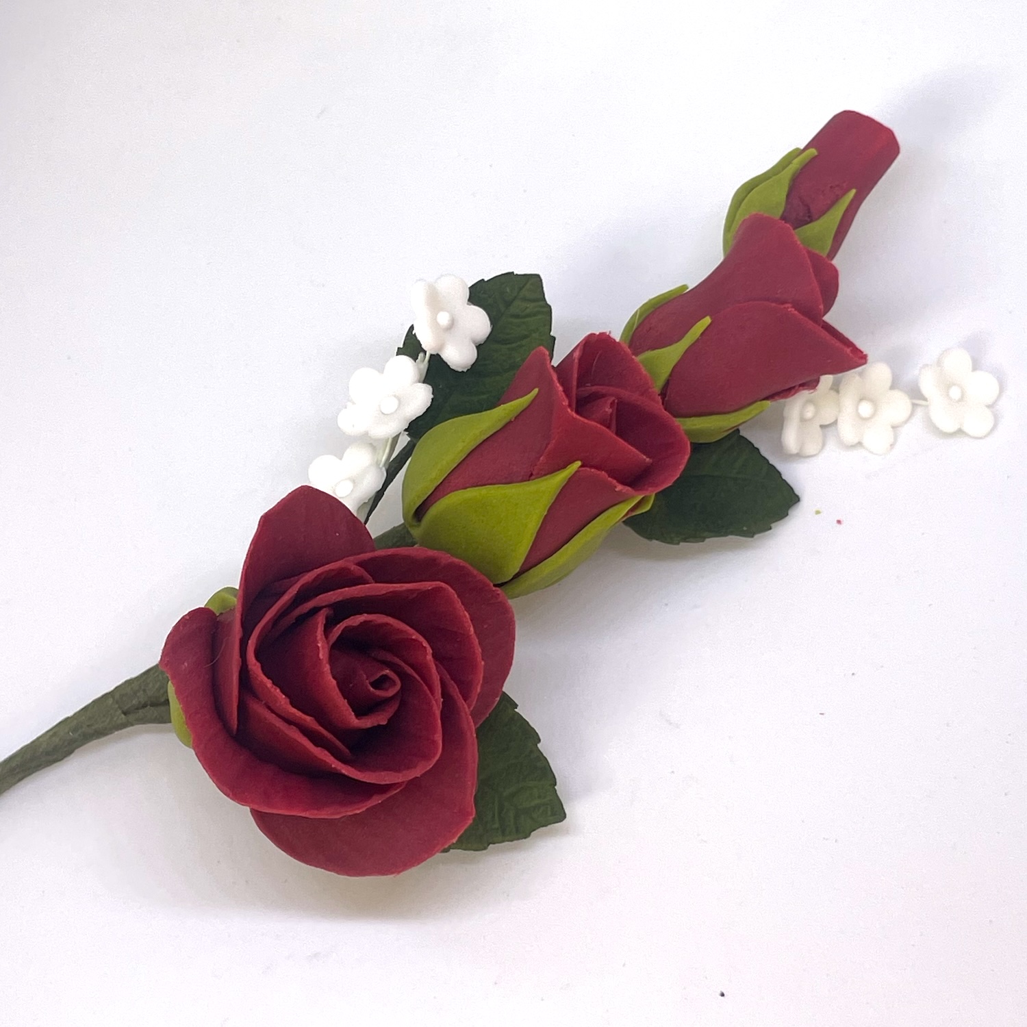 Burgundy Sugar Rose and Forget-me-not Spray