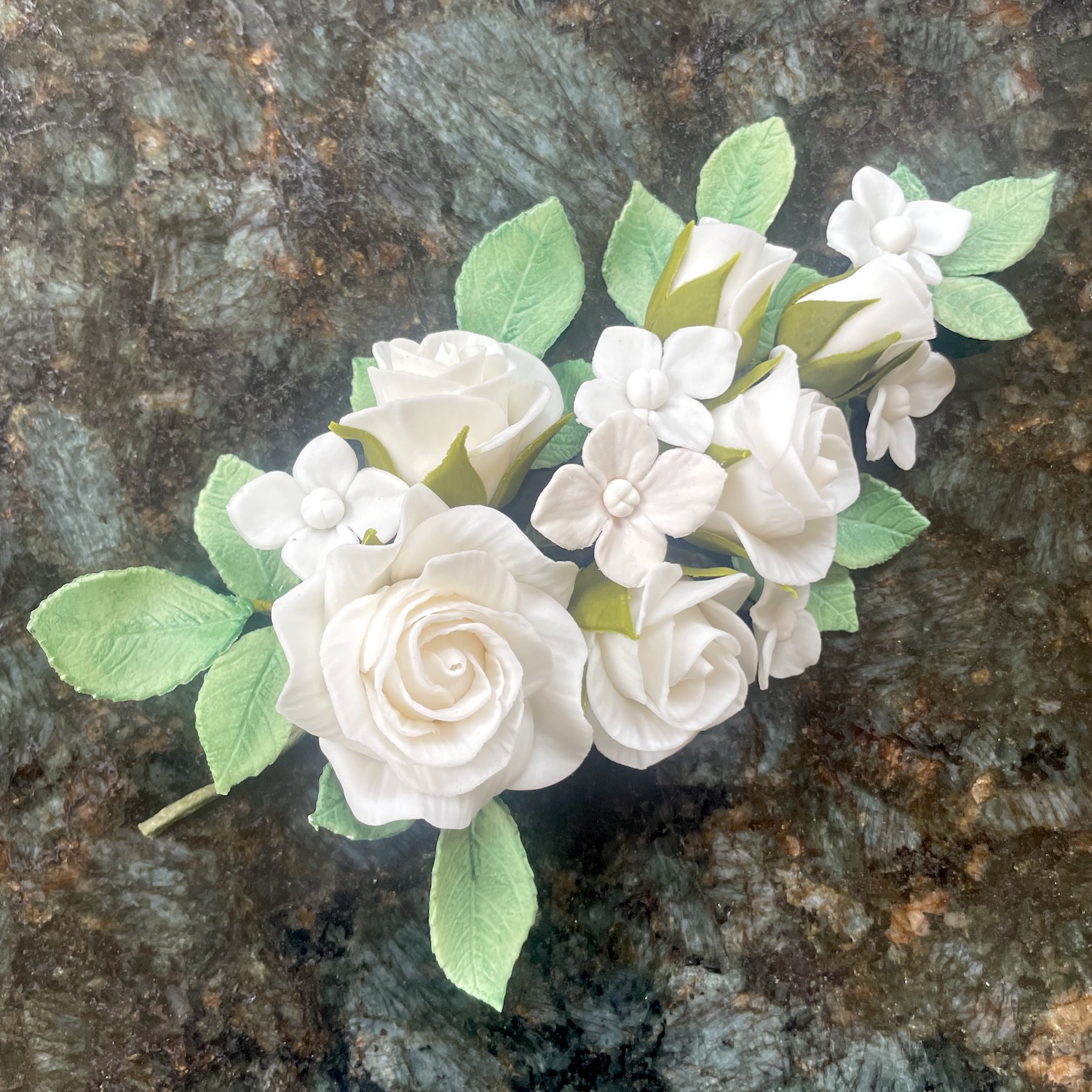 Large White Sugar Rose Spray