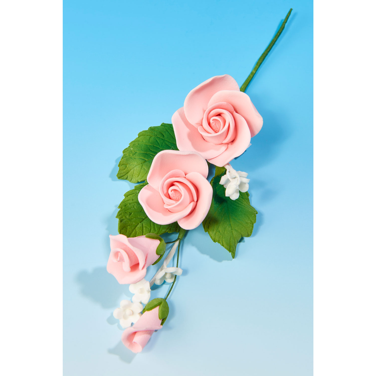 Pink Open Rose and Forget-Me-Not Spray