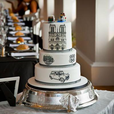 Silhouette Wedding Cake with Lego Cake Topper.